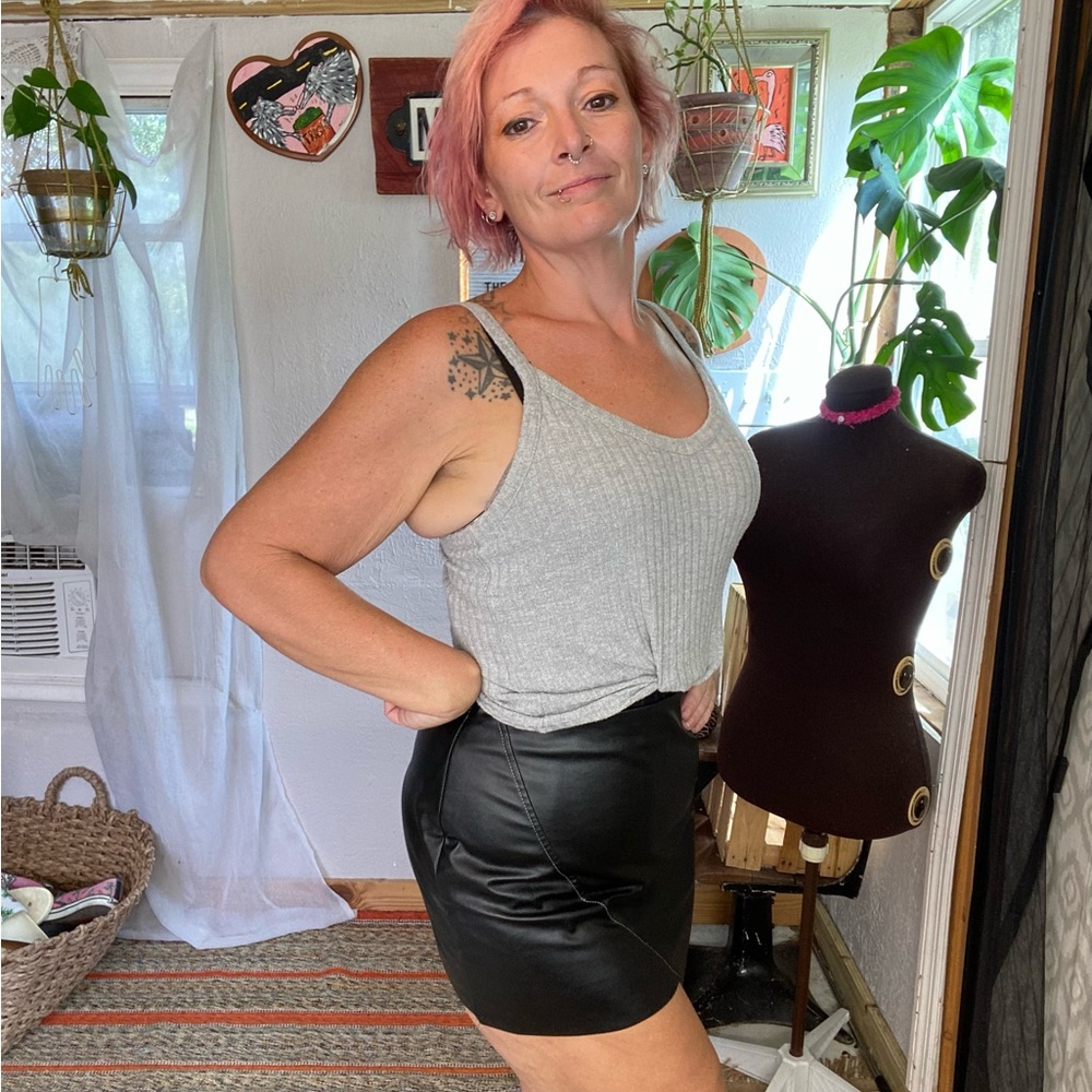 SHEIN Black Asymmetrical Faux Leather Skirt Size Small